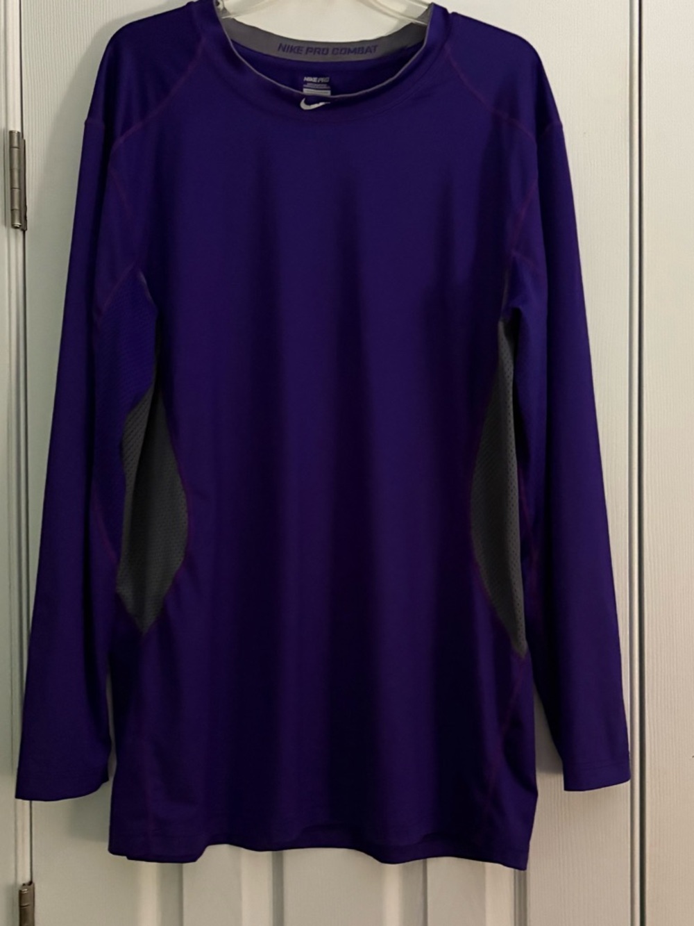 Nike Pro Combat Men's Dri-fit Purple Gray Long Sleeve Shirt Size 3XL